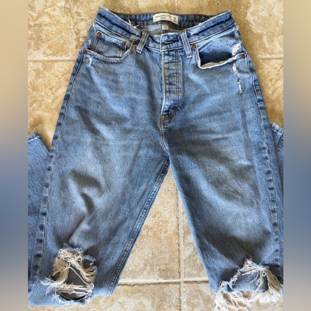 Abercrombie Distressed High Rise Bootcut Jeans